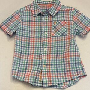 Joules Kids Linen Blend Checkered Button-Down Shirt